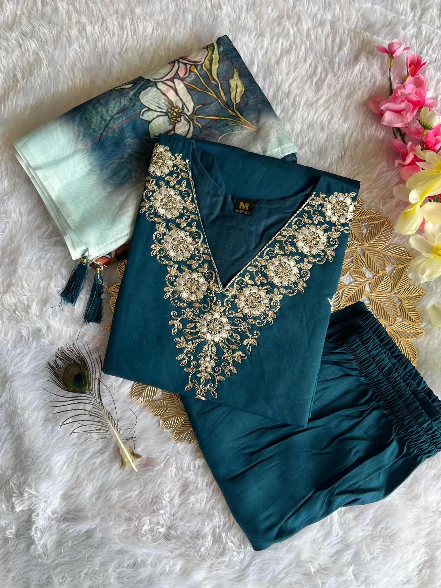 Heavy Roman Silk Designer Kurti