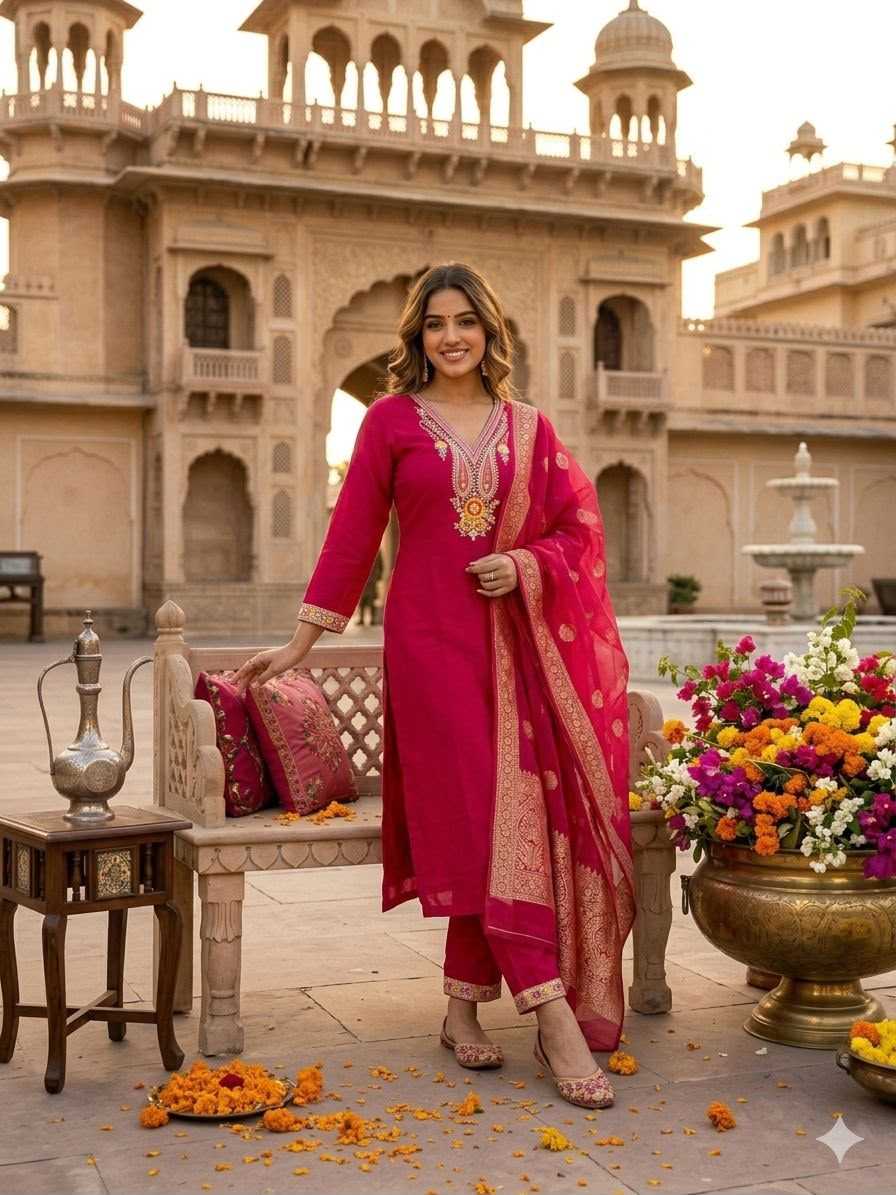 Heavy Roman Silk Designer Kurti