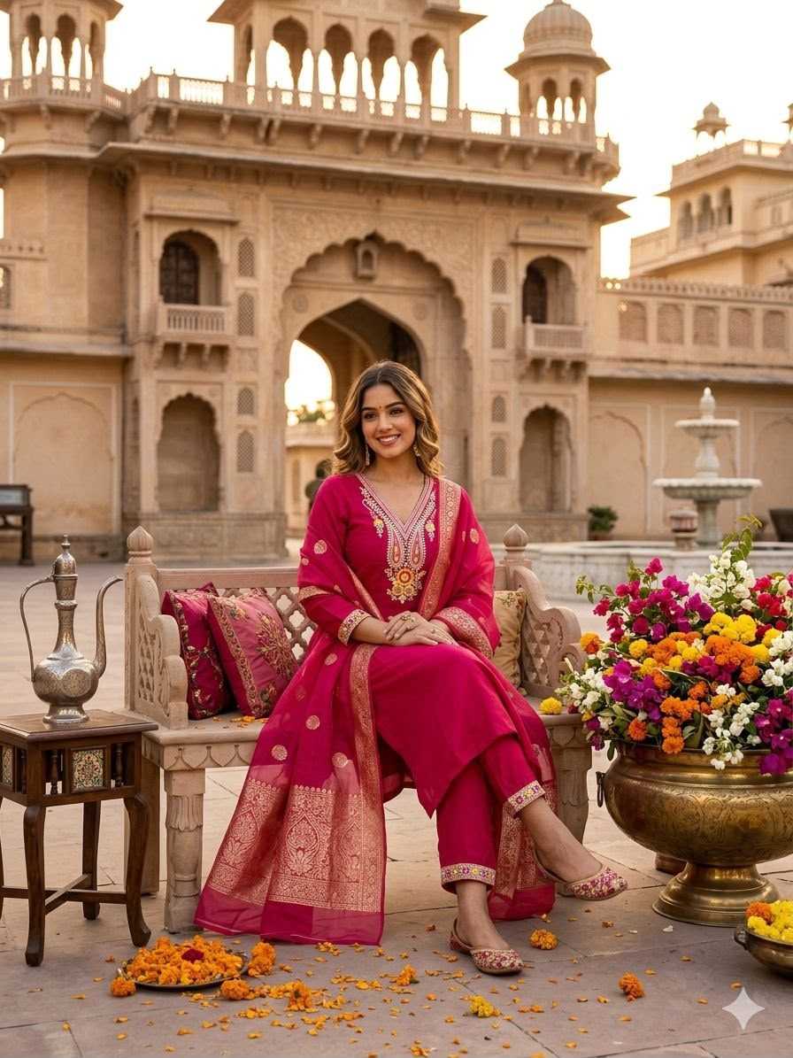 Heavy Roman Silk Designer Kurti