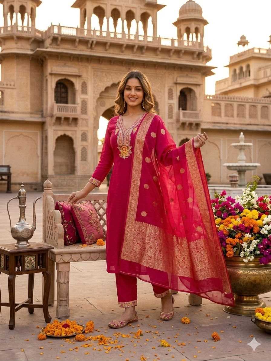 Heavy Roman Silk Designer Kurti
