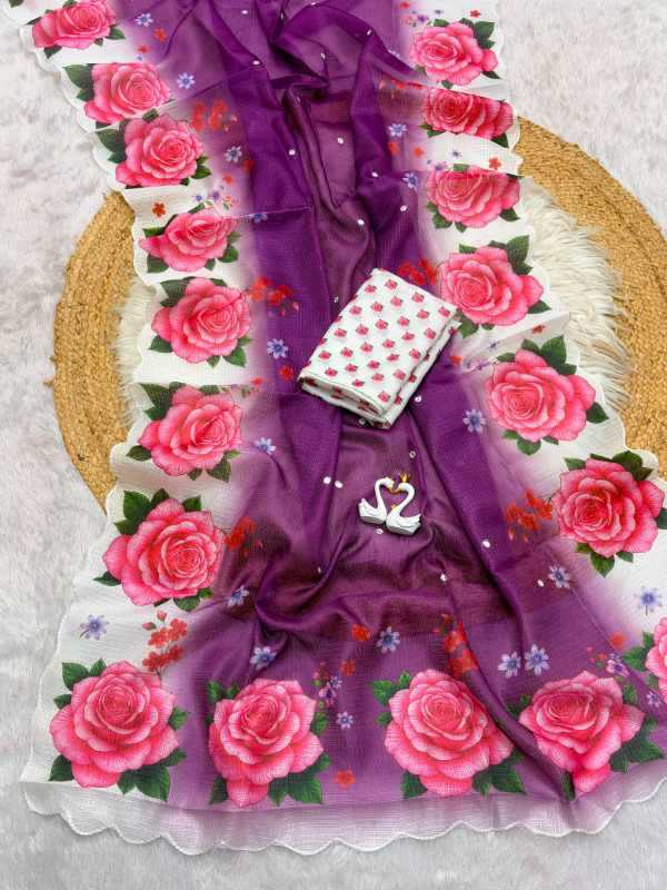 Chex Soft Silk Designer Saree