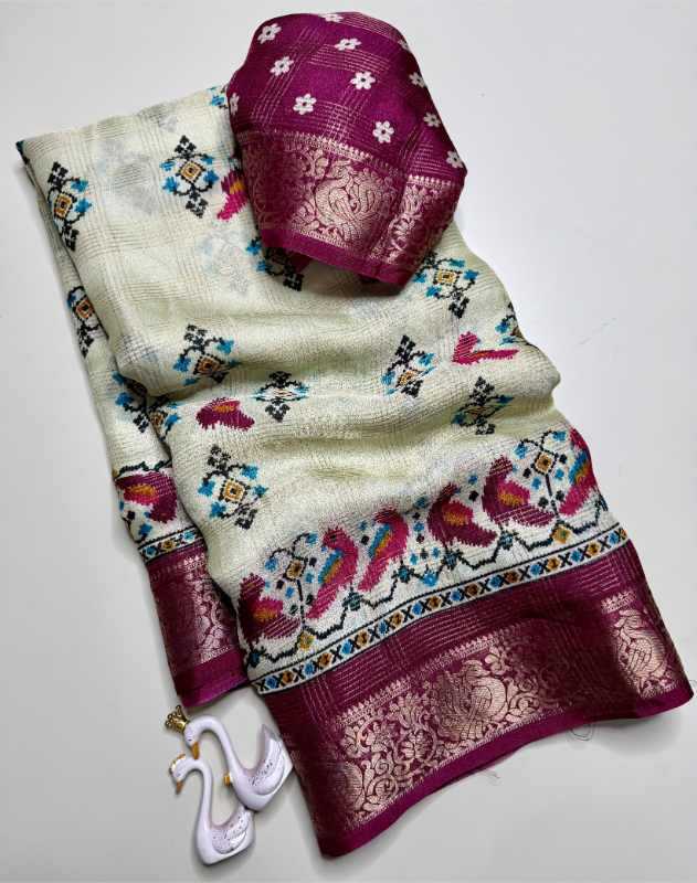 Chidiya Soft Silk Printed Saree
