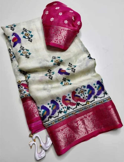 Chidiya Soft Silk Printed Saree