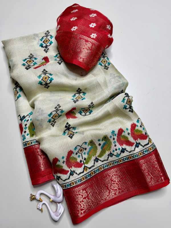 Chidiya Soft Silk Printed Saree