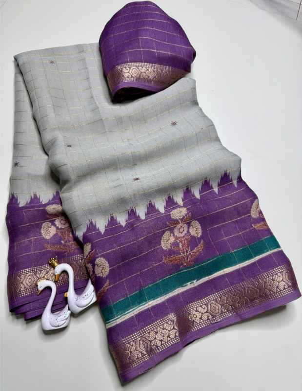Ction Chex Silk Designer Saree