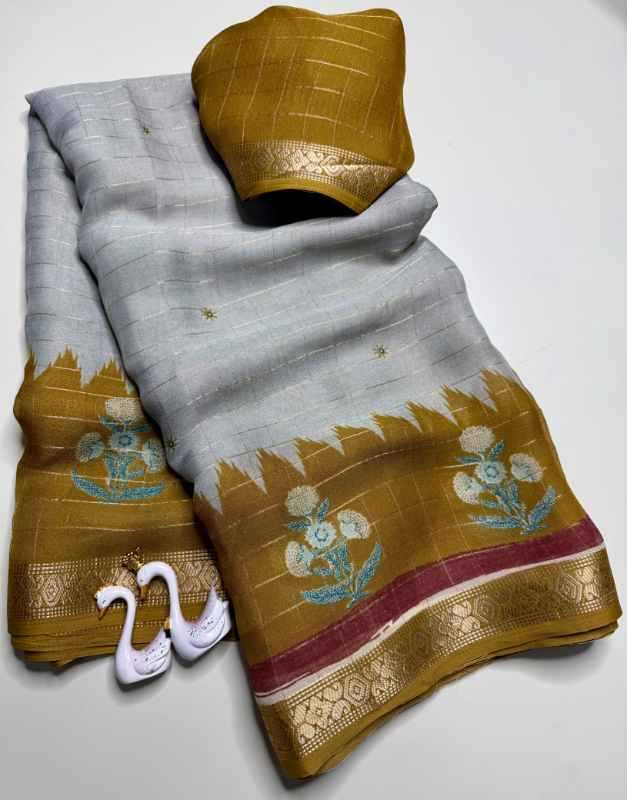 Ction Chex Silk Designer Saree
