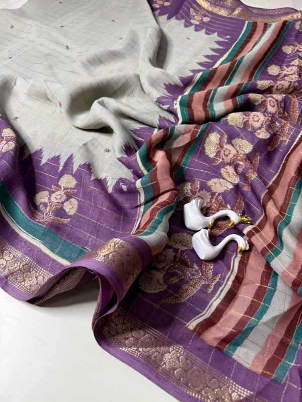 Ction Chex Silk Designer Saree