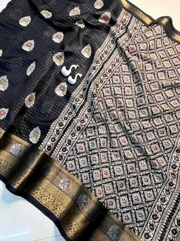 Gold Viscose Printed Saree