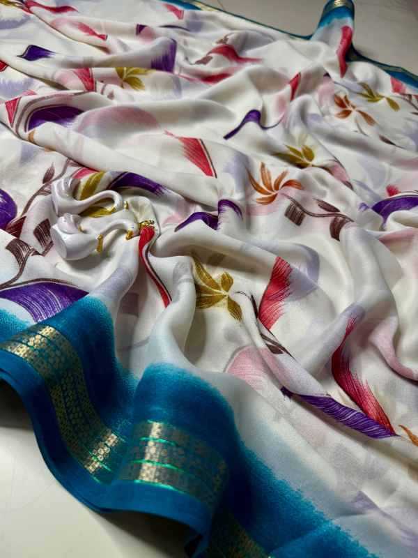 Heavy Georgette Printed Saree in Green