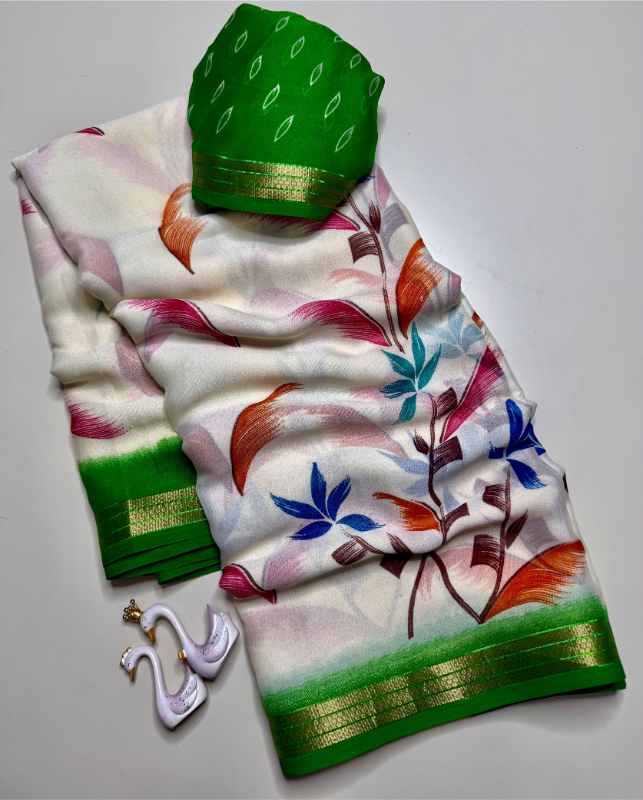 Heavy Georgette Printed Saree in Green