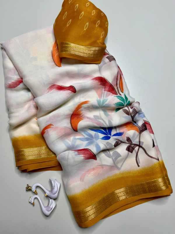 Heavy Georgette Printed Saree in Green
