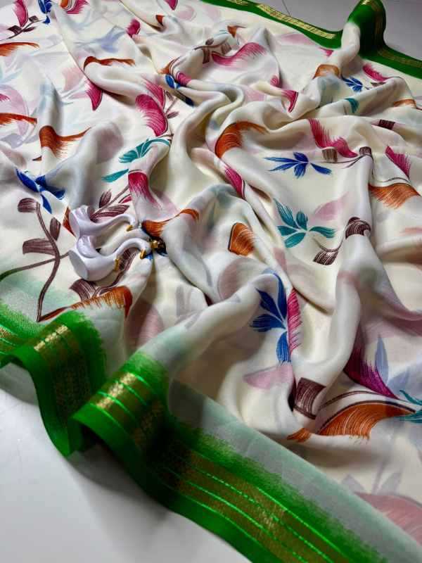 Heavy Georgette Printed Saree in Green