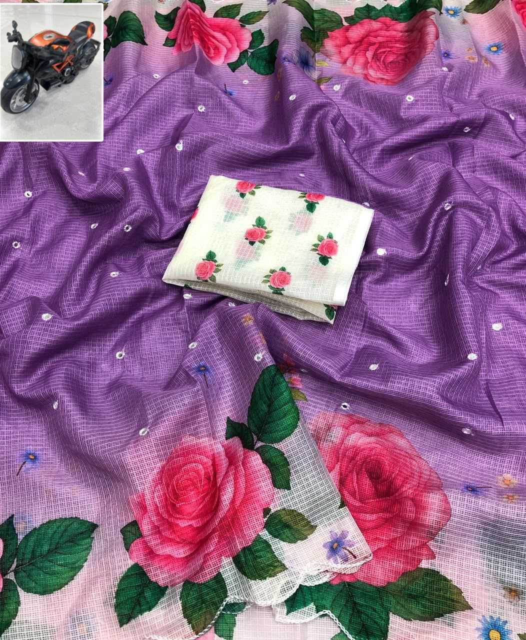 Kota Chex Designer Saree in Purple