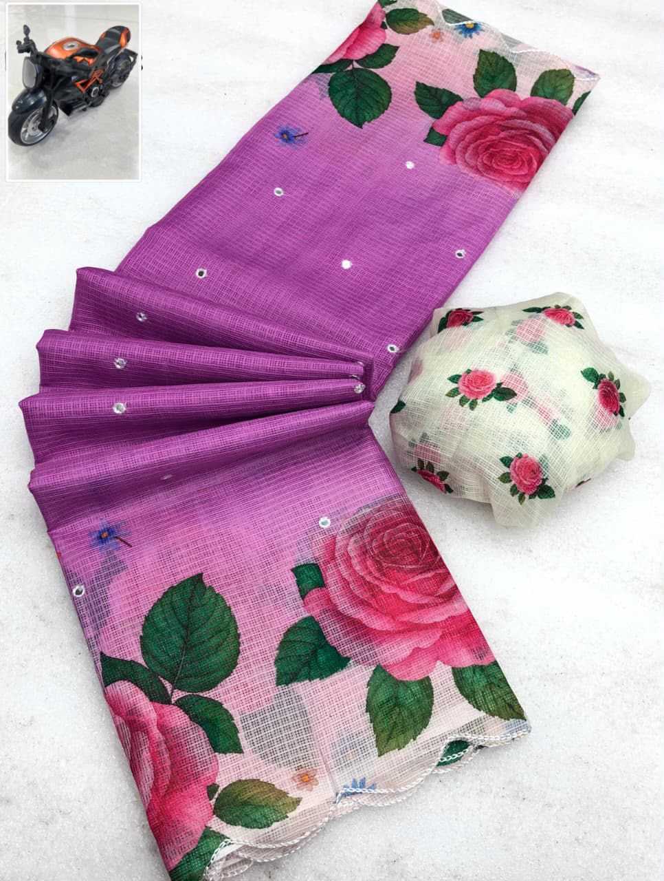 Kota Chex Designer Saree in Purple