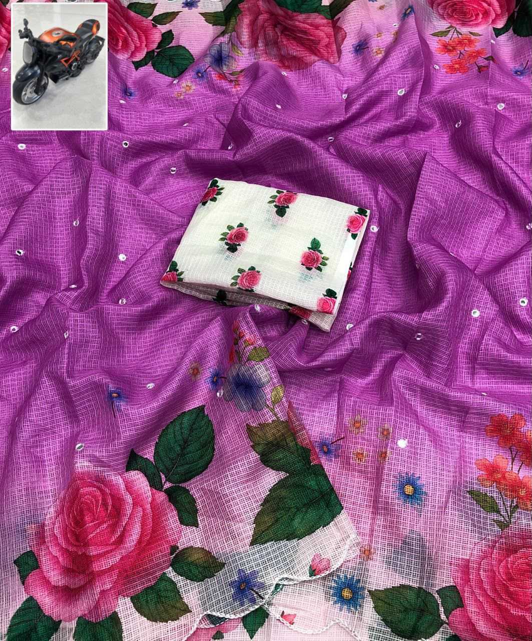 Kota Chex Designer Saree in Purple