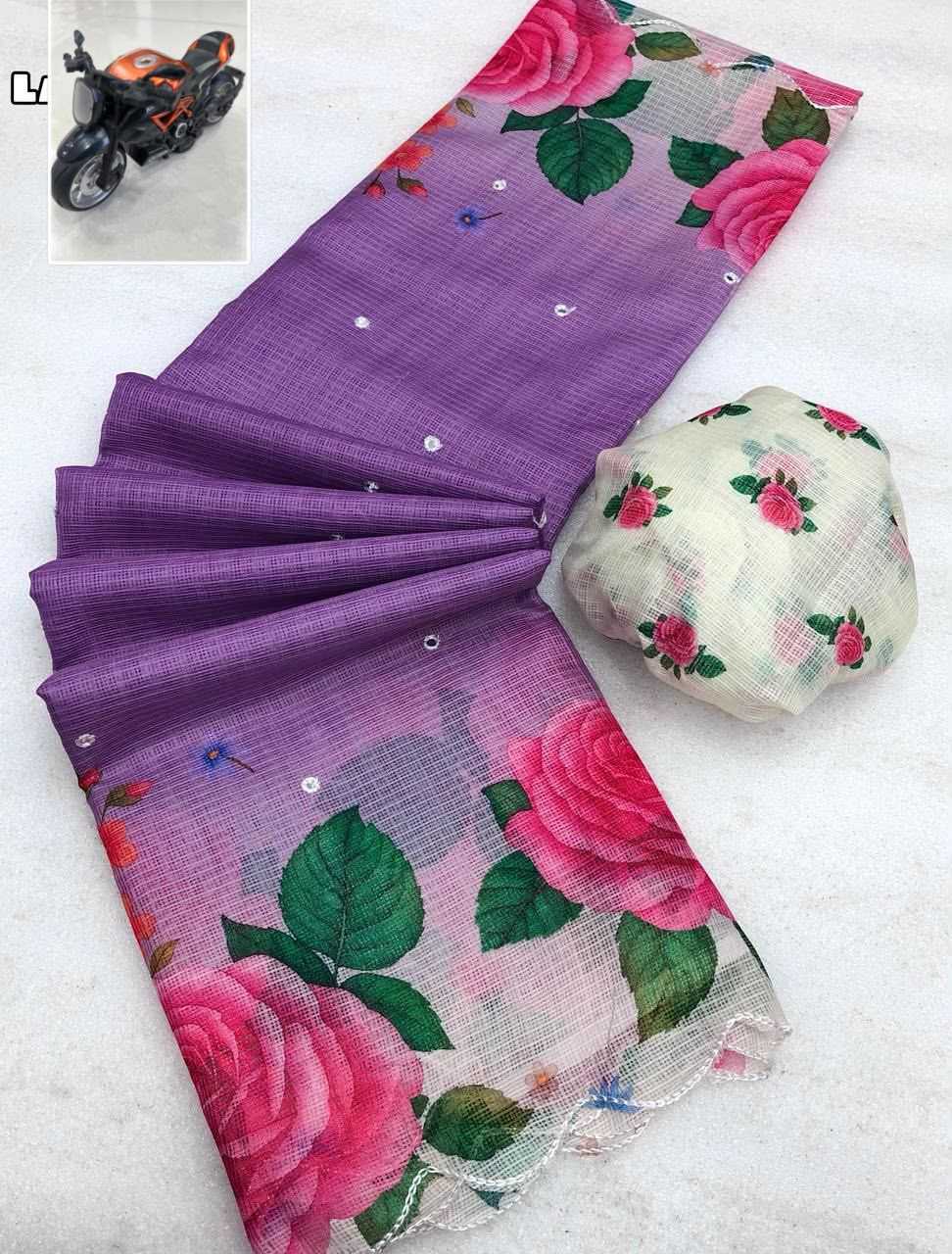 Kota Chex Designer Saree in Purple