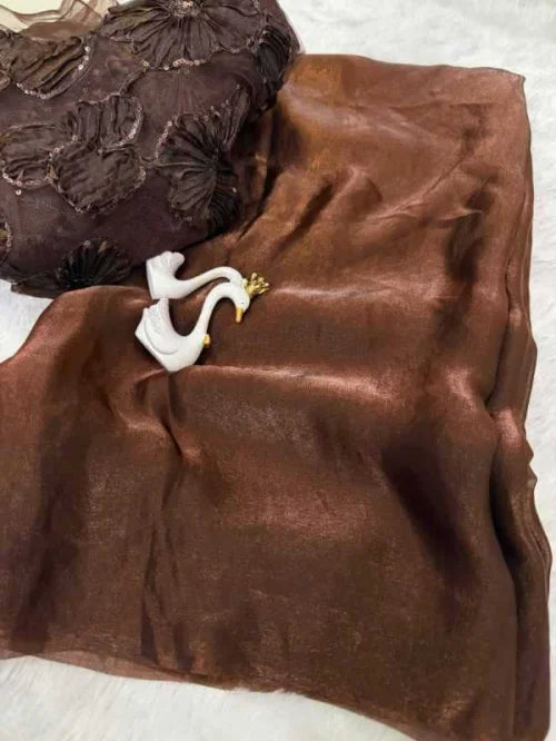 Mocha Silk Designer Saree