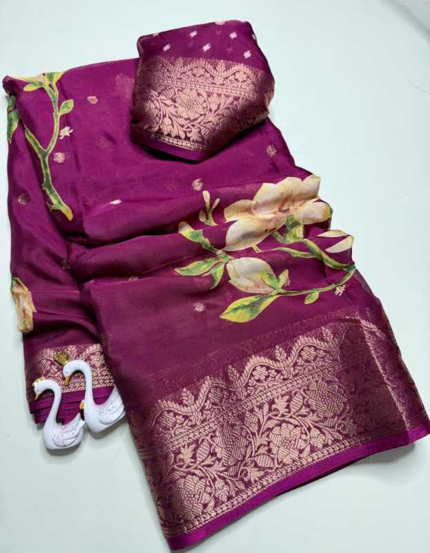 Uniform Crepe Designer Saree