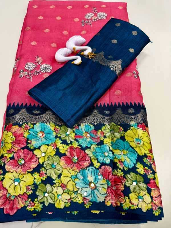 Work Mysore Silk Printed Saree