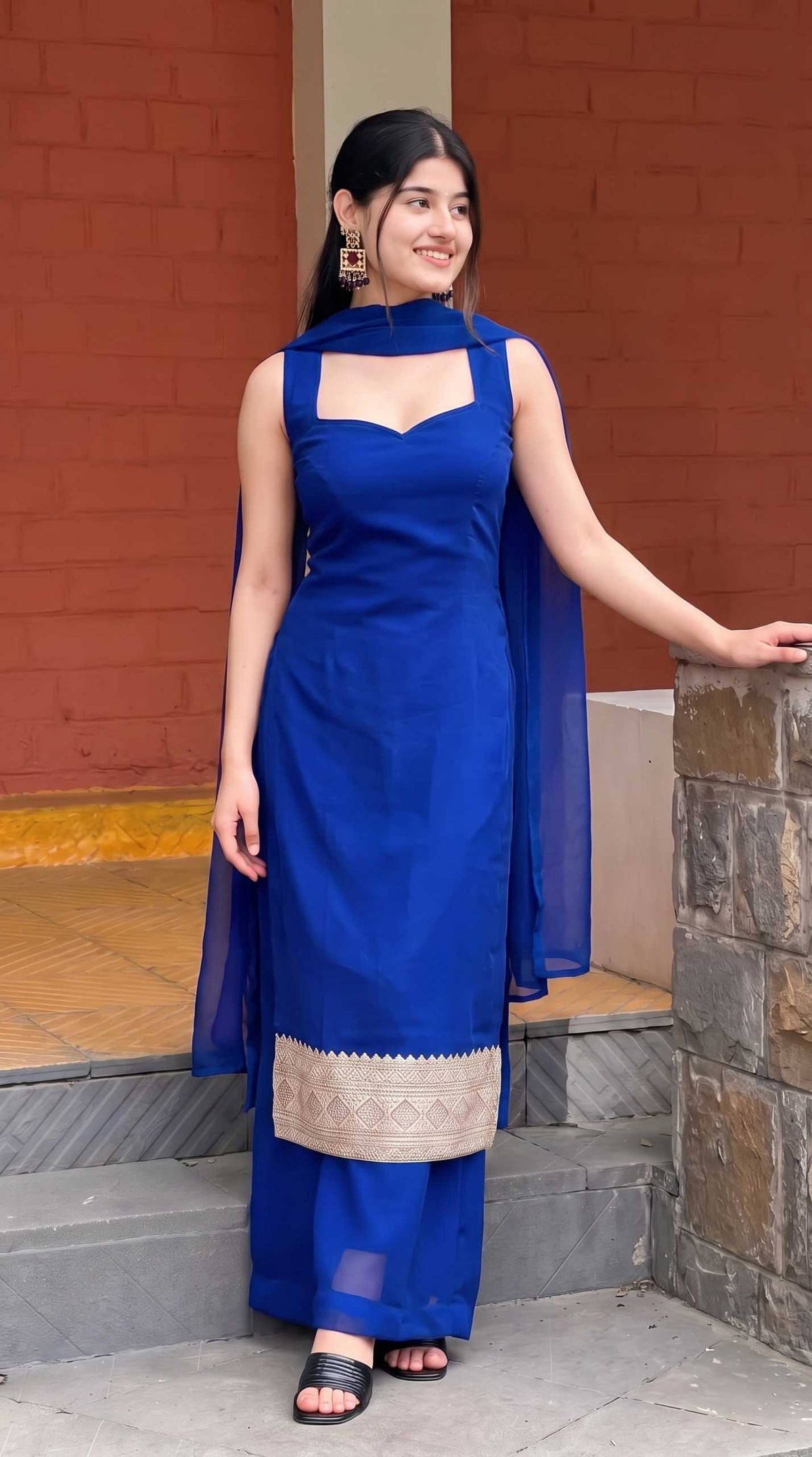 Faux Georgette Cotton Kurti
