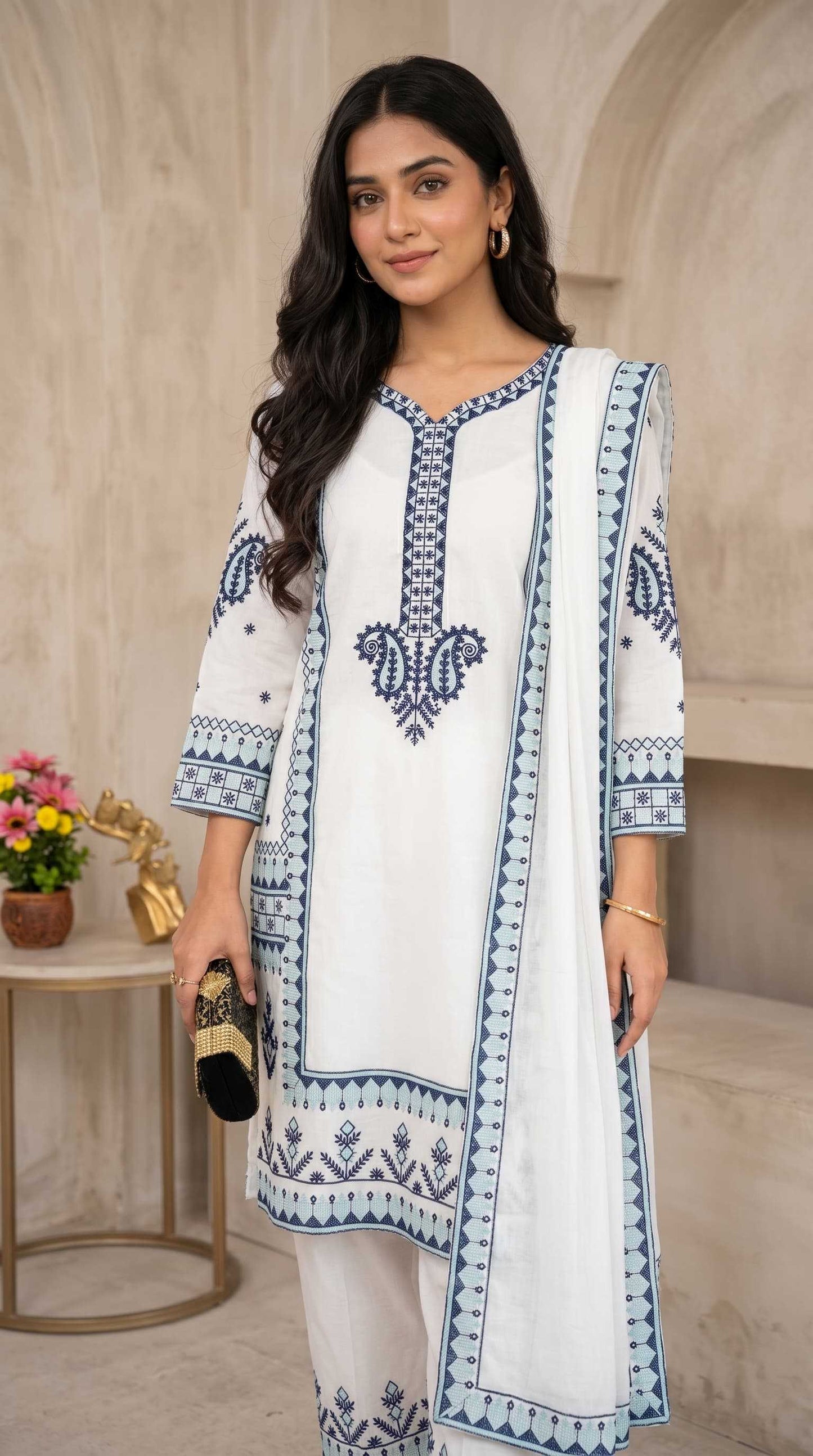 Rayon Embroidery Suit