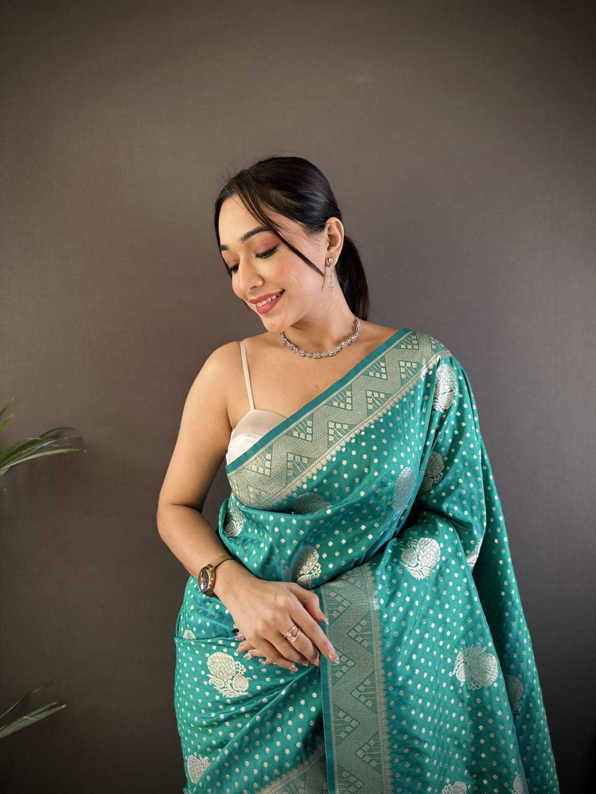 Satin Designer Saree in Orange