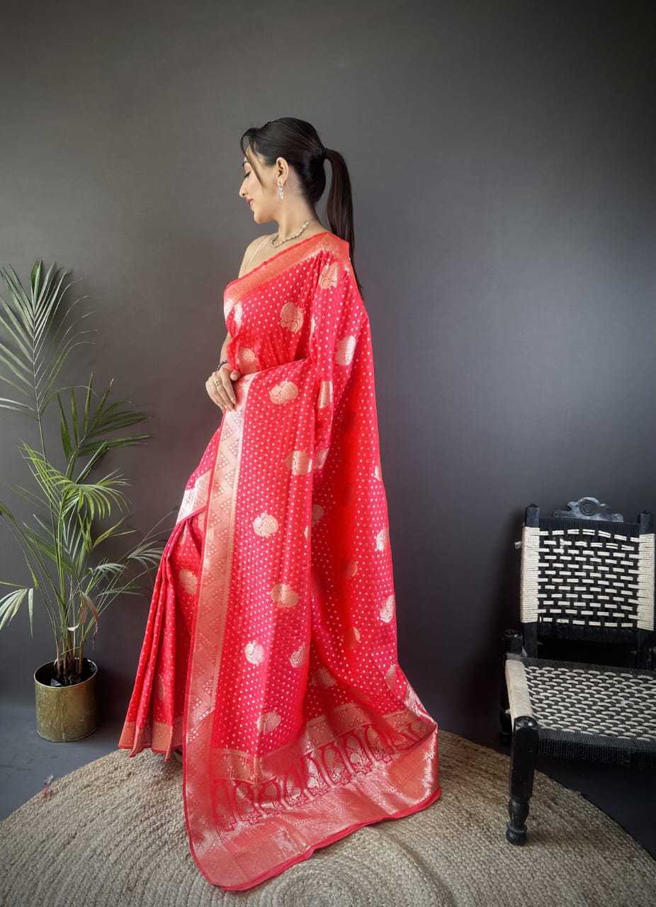 Satin Designer Saree in Orange