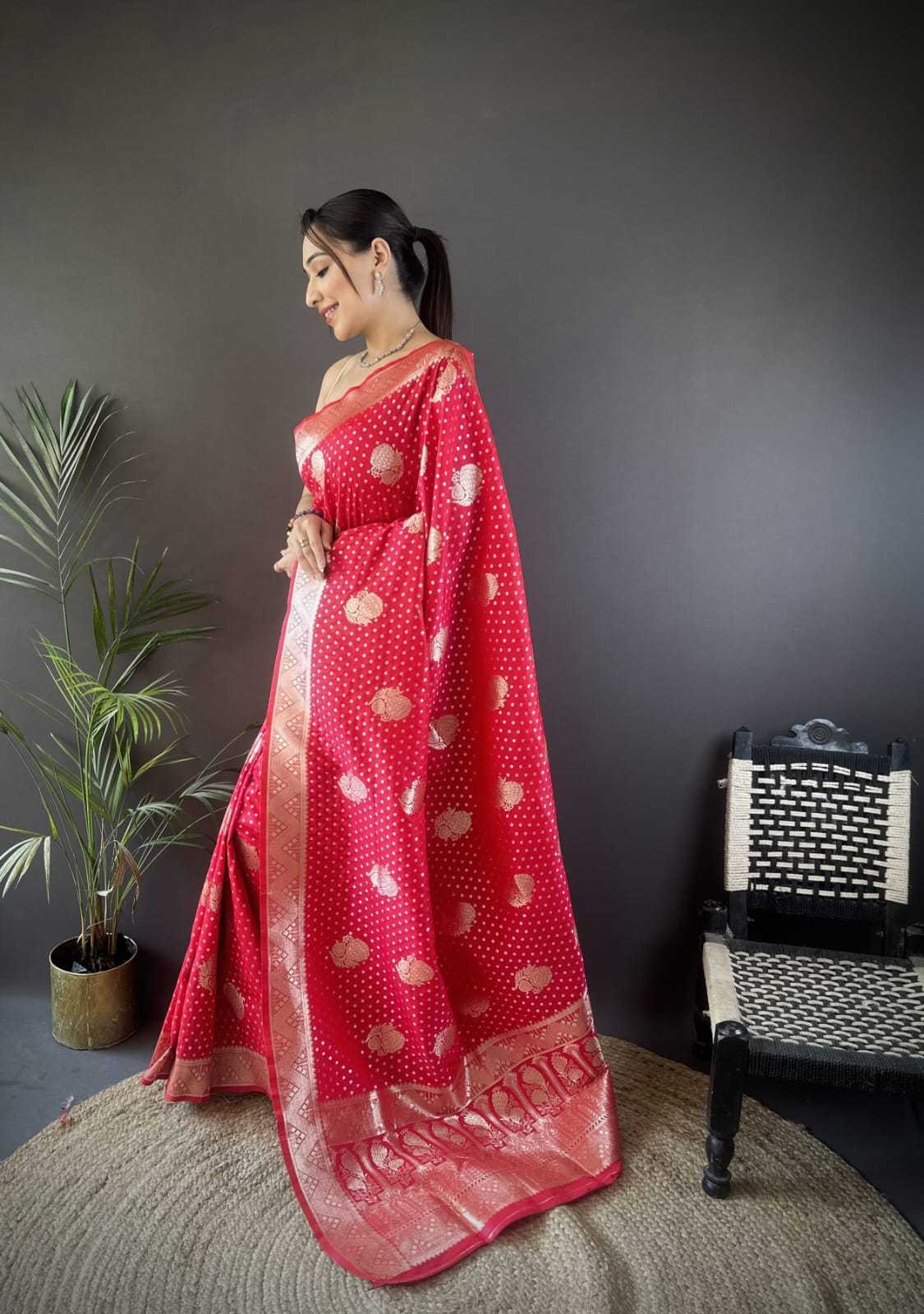 Satin Designer Saree in Orange