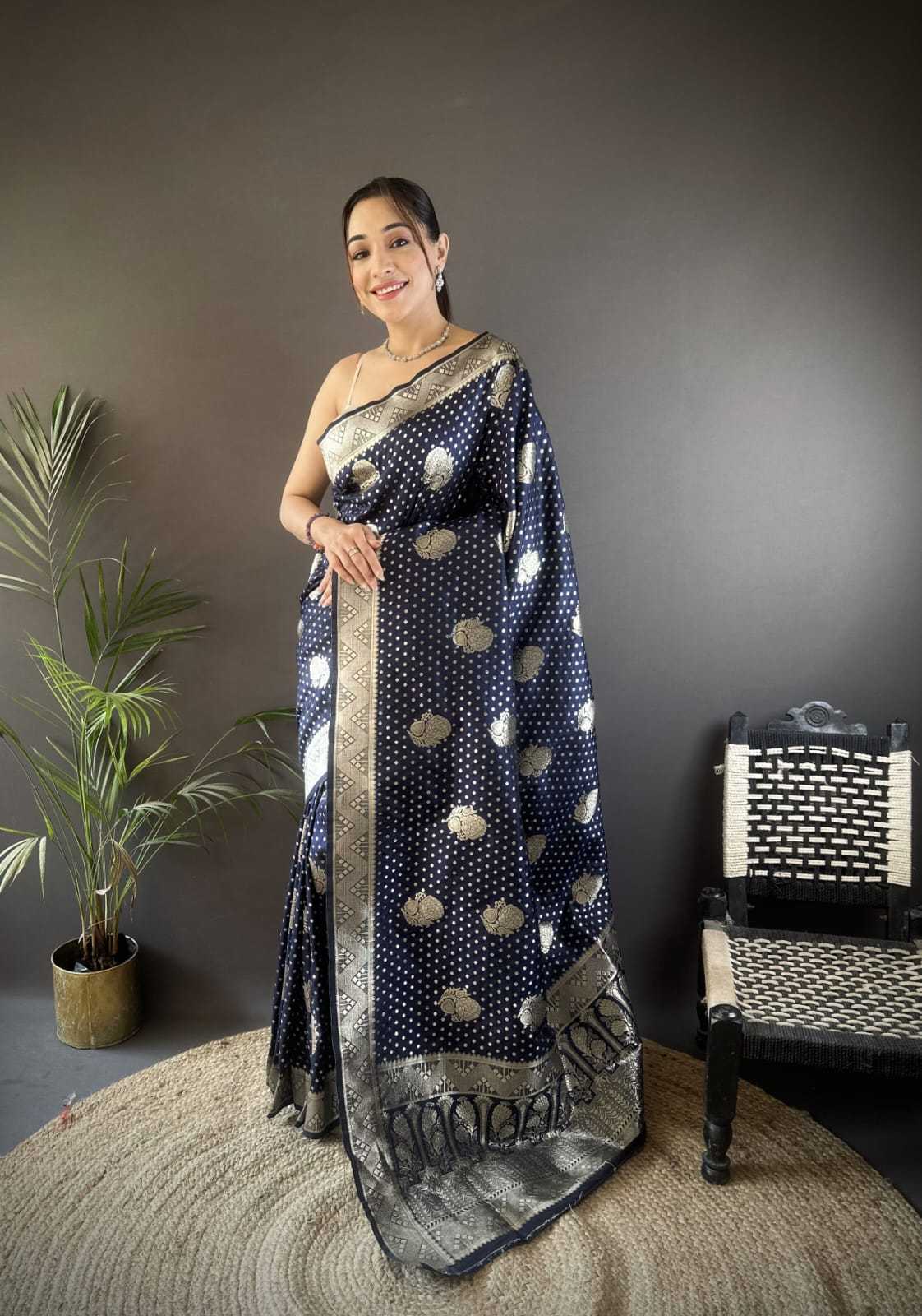 Satin Designer Saree in Orange