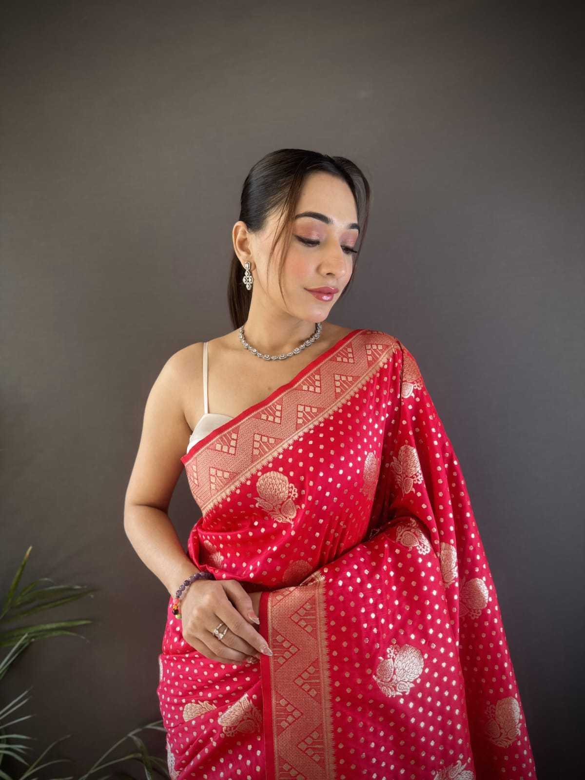 Satin Designer Saree in Orange