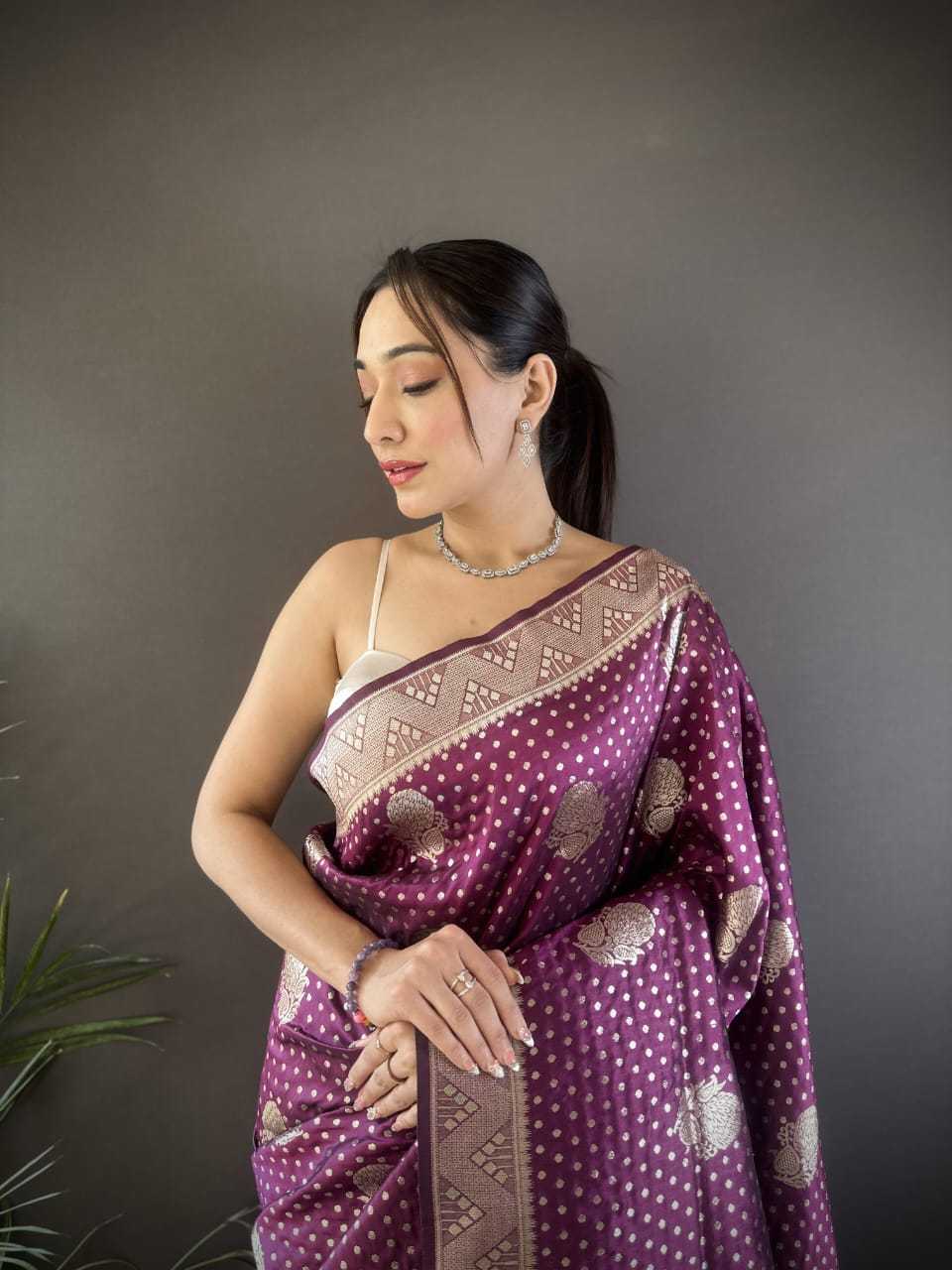 Satin Designer Saree in Orange