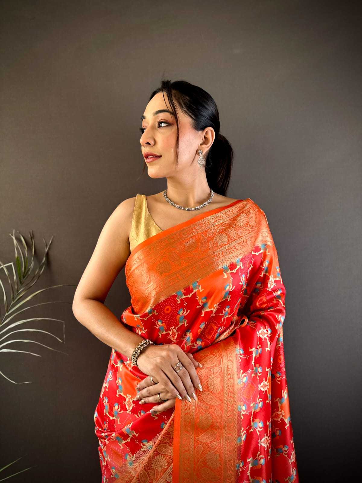 Madhuram Lichi Silk Printed Saree