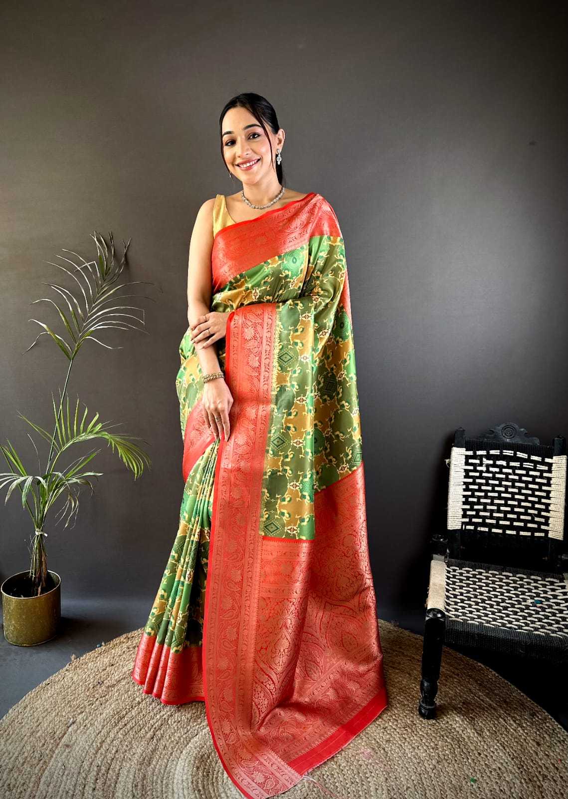 Madhuram Lichi Silk Printed Saree