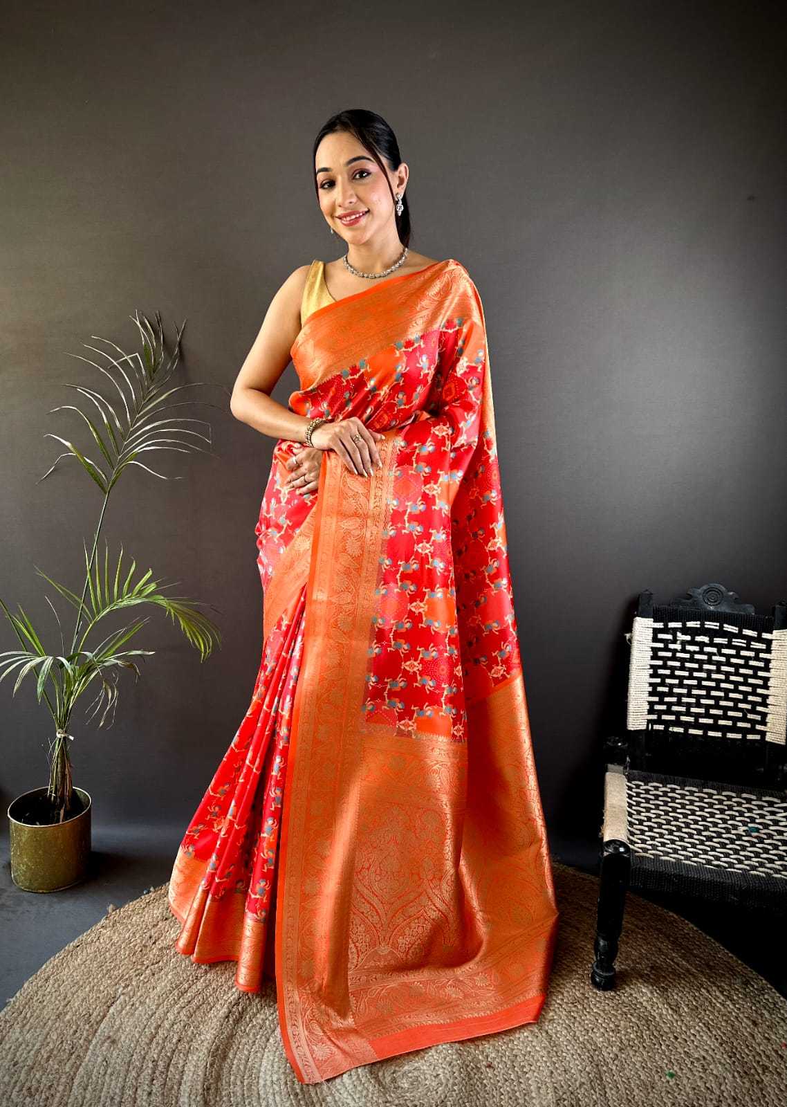 Madhuram Lichi Silk Printed Saree