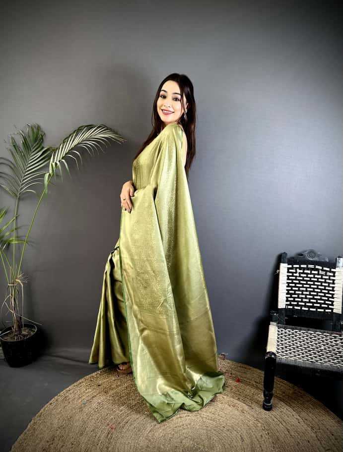 Satin Silk Soft Saree in Sky