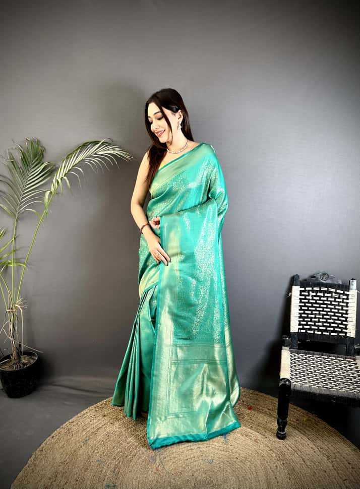 Satin Silk Soft Saree in Sky