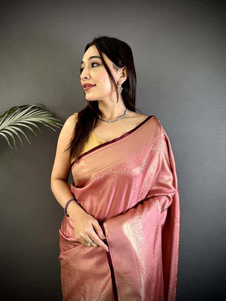 Satin Silk Soft Saree in Sky