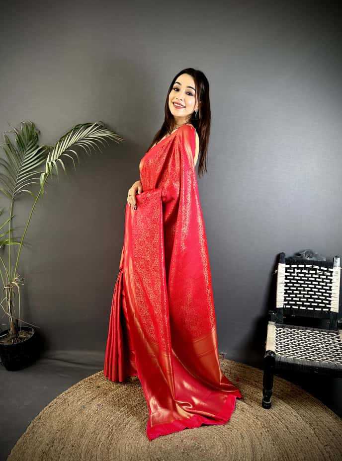 Satin Silk Soft Saree in Sky