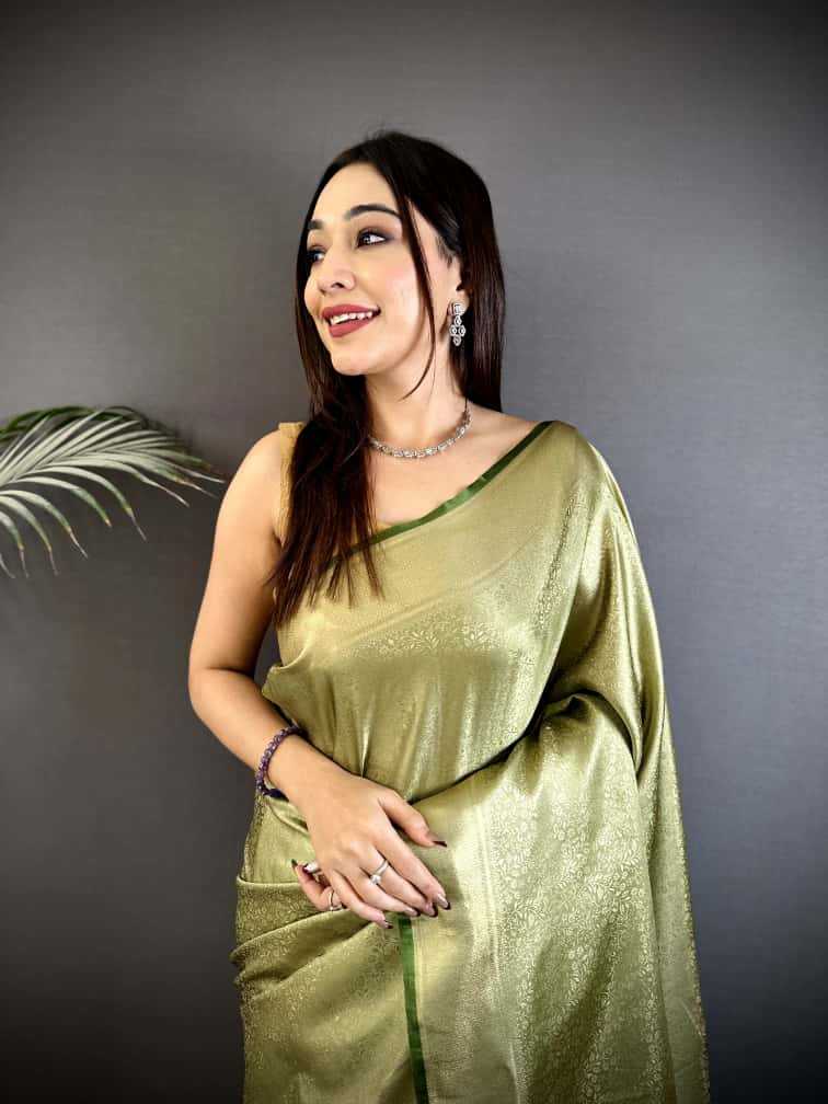 Satin Silk Soft Saree in Sky