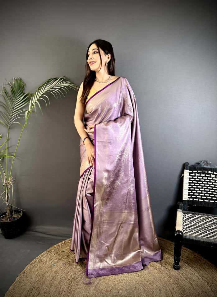 Satin Silk Soft Saree in Sky