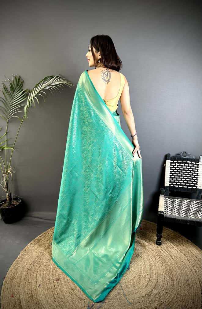 Satin Silk Soft Saree in Sky