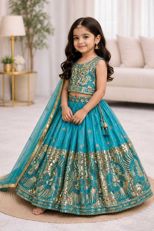 Soft Silk Kids Lehenga in Red