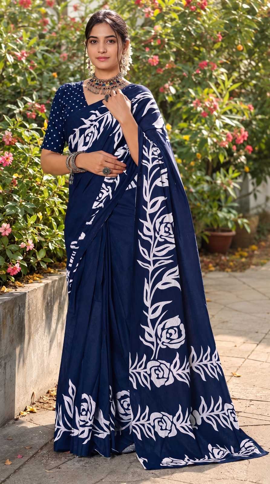 Cotton Block Print Saree