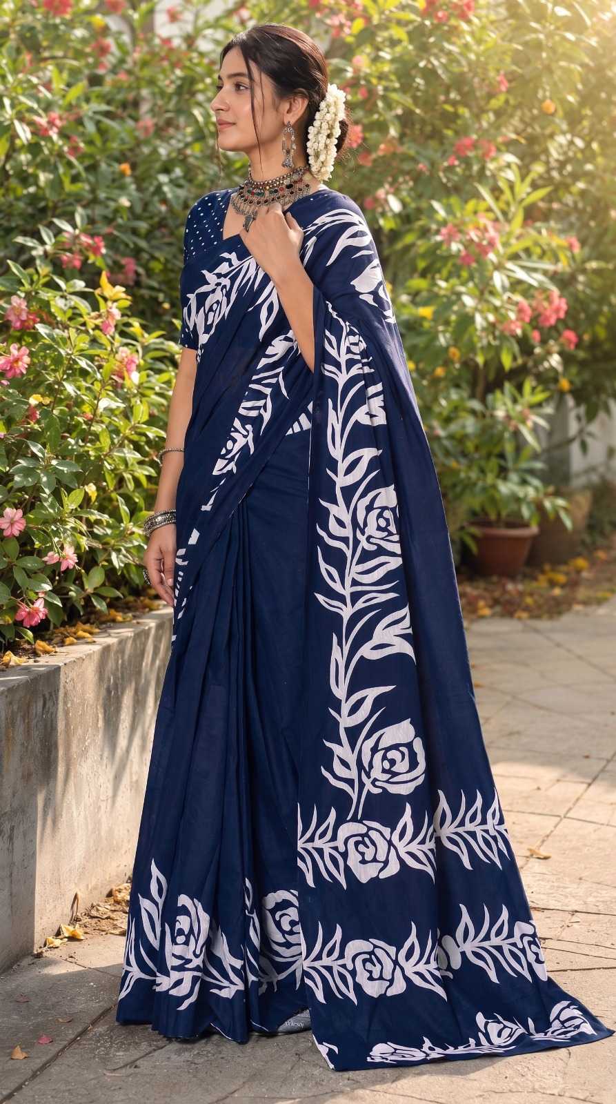 Cotton Block Print Saree