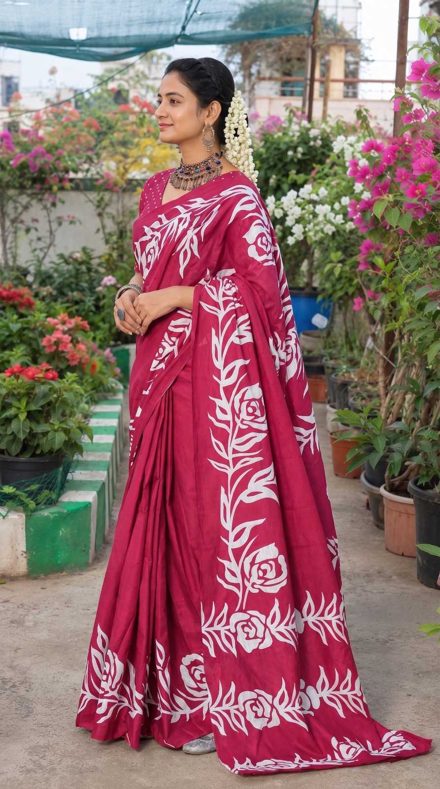 Cotton Block Print Saree