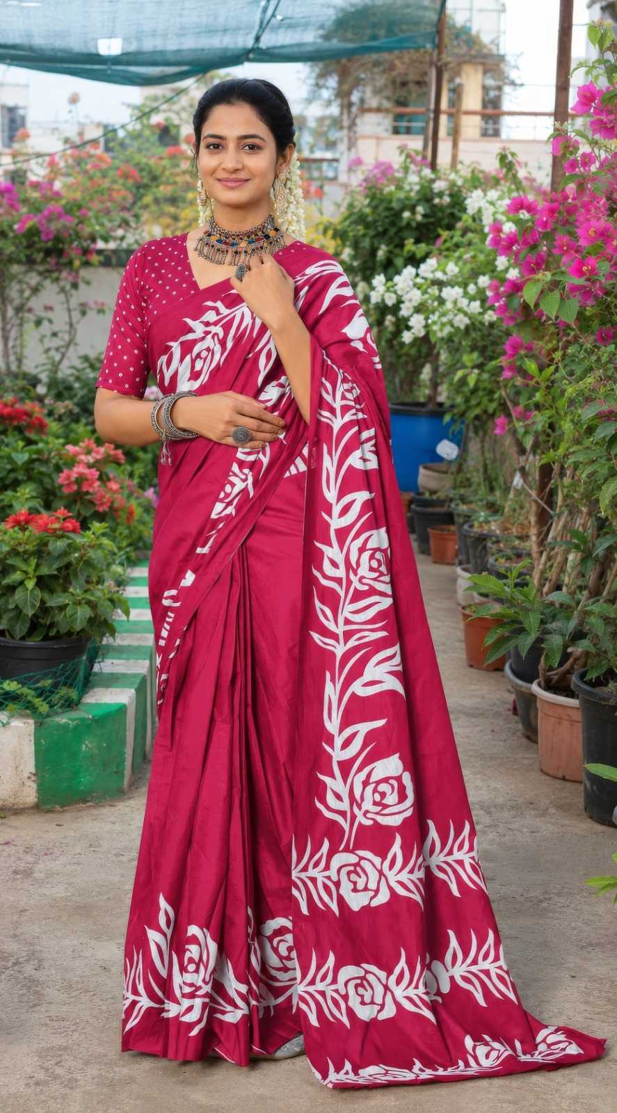 Cotton Block Print Saree