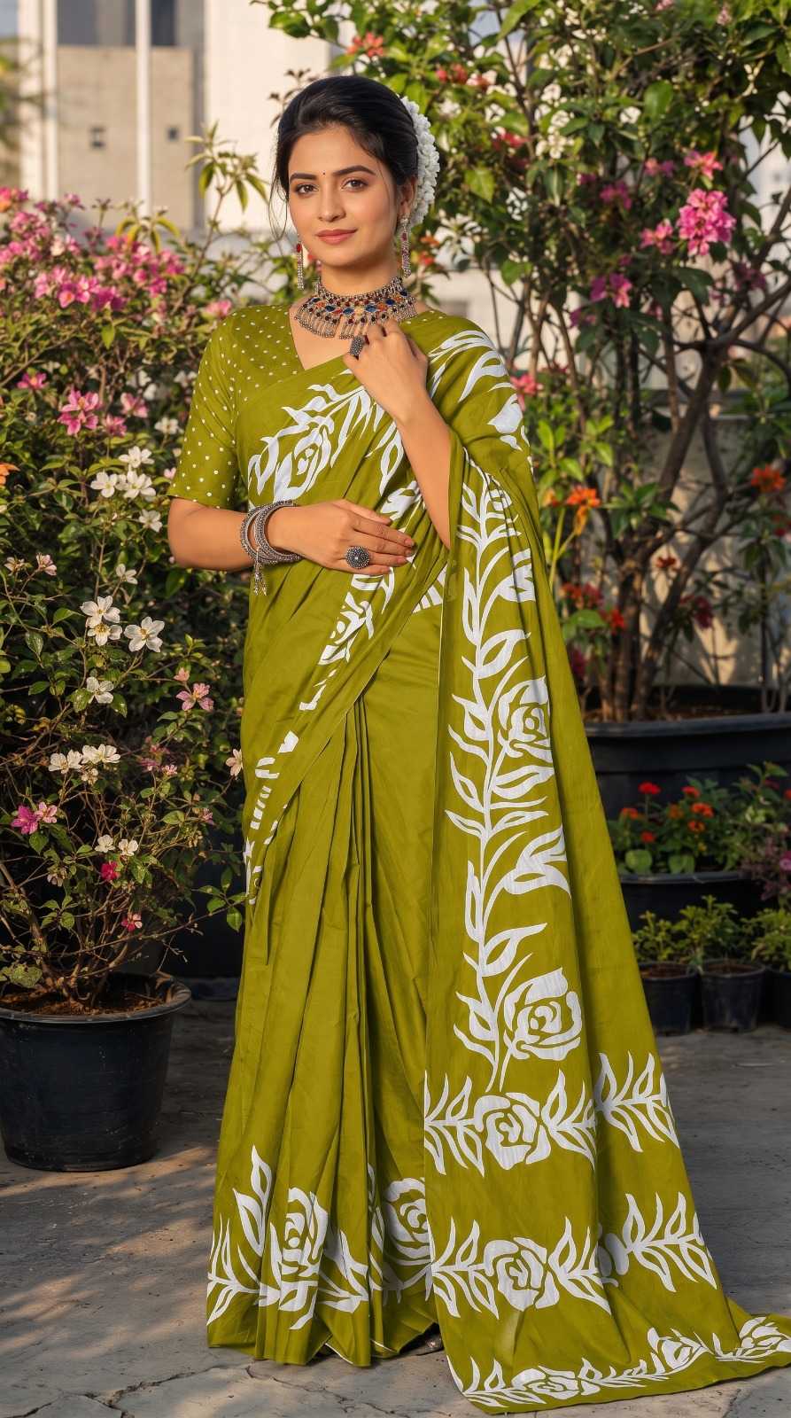 Cotton Block Print Saree