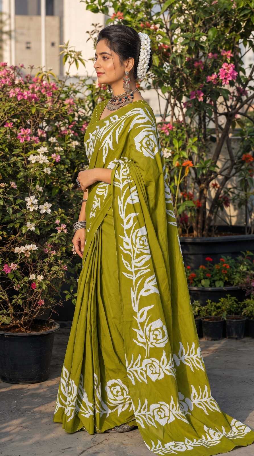 Cotton Block Print Saree
