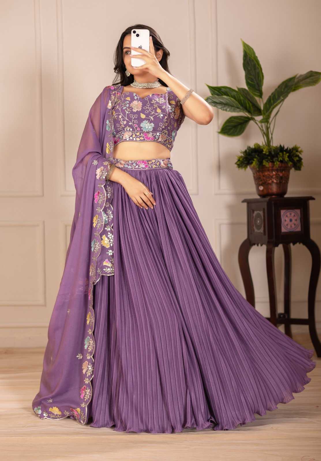 Faux Georgette Designer Lehenga in Red