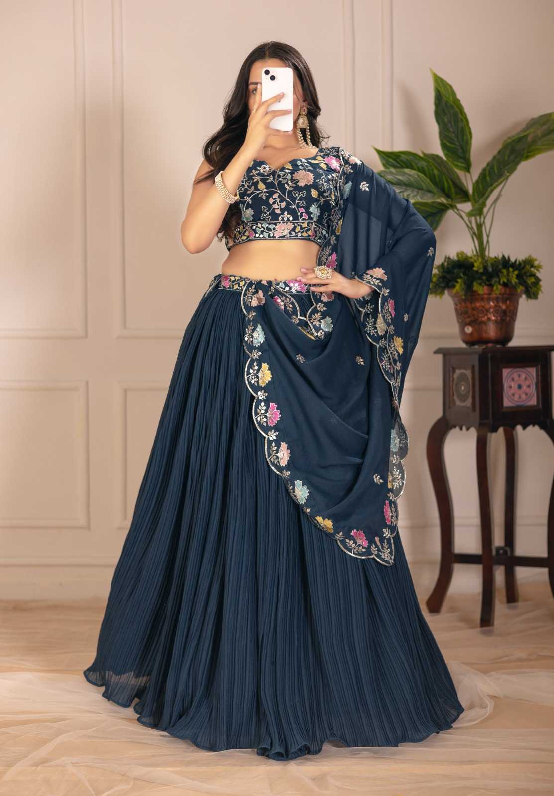 Faux Georgette Designer Lehenga in Red
